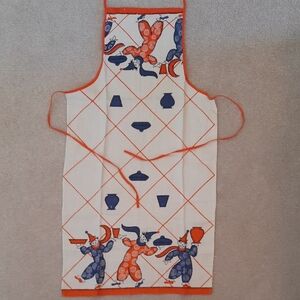 Vintage-inspired Orange & Blue Clown Apron